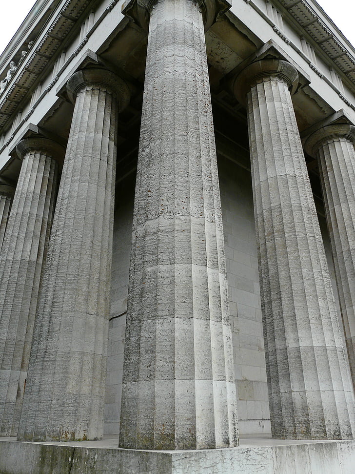 columnar, om införande av, kraftfull, stora, härlighet templet, kalksten, Walhalla