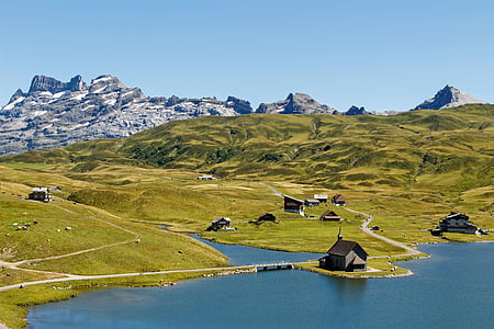 Swiss, pegunungan, bergsee, melchsee, Gunung, scenics, tidak ada orang