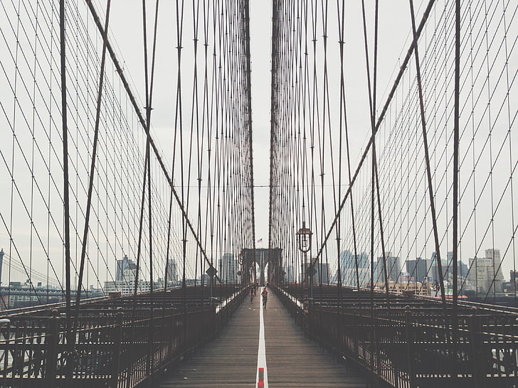 Brooklyn, tiltas, NYC, Niujorkas, Amerikoje, tvora, vielos