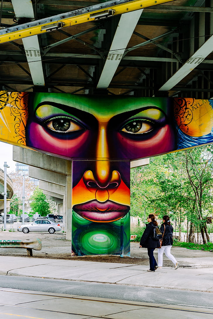 public, pont, infrastructure, mur, rue, art, peinture murale