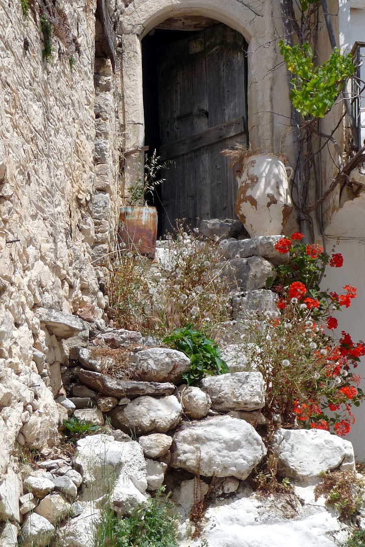 crete, greece, stairs, stone, uins, old