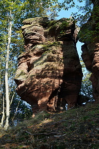 Rock, sandsten från vosges, Alsace, Frankrike, skogen, naturen, Vosges norr