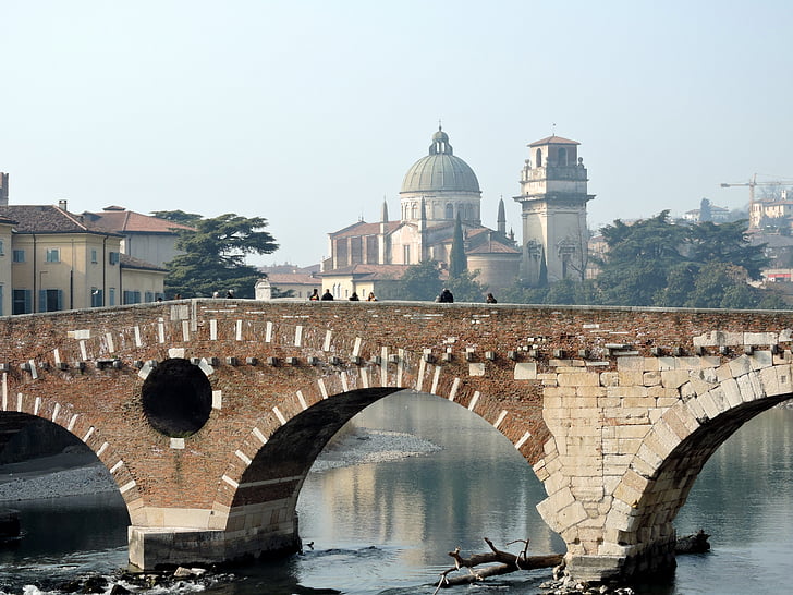 Verona, tiltas, akmuo, senovės, paminklas, upės, Adige