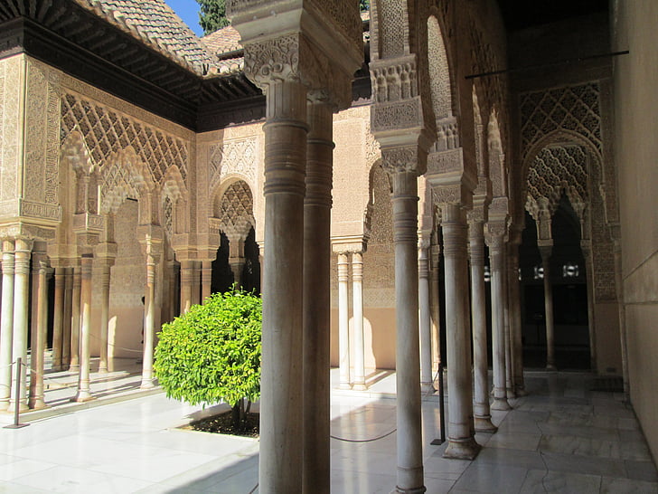 Alhambra, Španělsko, hrad, pevnost, maurském, styl