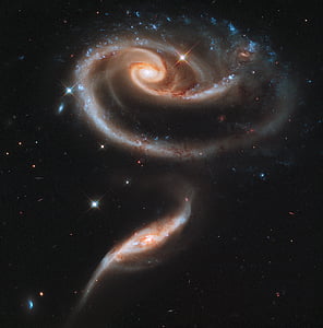 galaktika, galaktika, Hablo kosminis teleskopas, bendrauja, sąveikaujančios Galaktikos, rožės formos, dangus