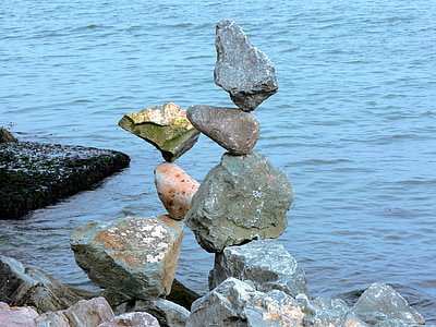 sten, balance, afbalanceret, usikre, sten, bunke, Magic