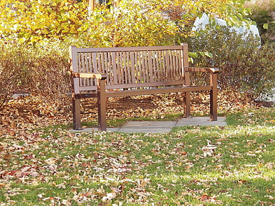 公園のベンチ, ベンチ, 座席, 席, 残りの部分, リラックス, 秋