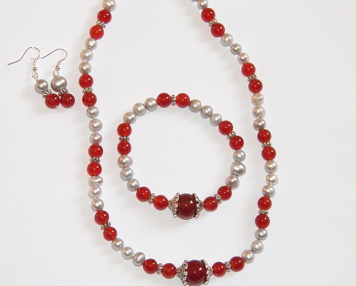 red carnelian, necklace, bracelet, jewelry, woman, gem, earrings